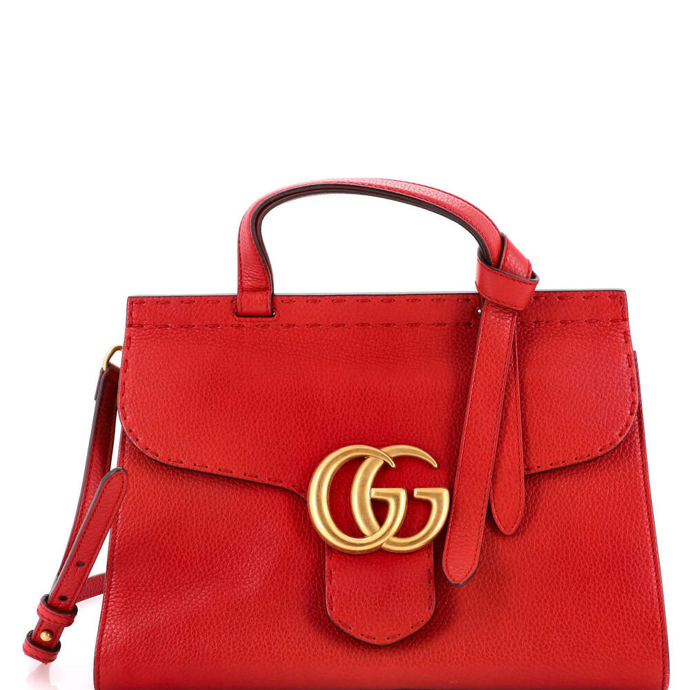 Gucci Small GG Marmont Top Handle Bag Leather
